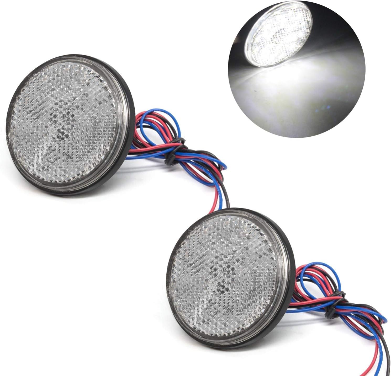 Biqing 2PCS Motorcycle Reflector Round 24 V Bike Reflector White (2.4 x .4 inches) 24v белый