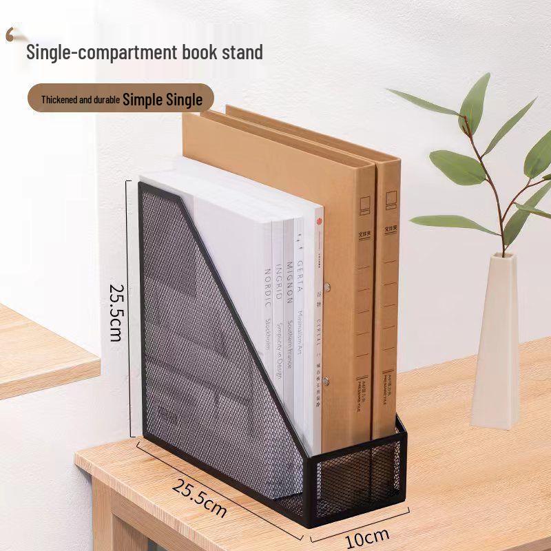Wrought Iron Metal File & Pen Holder: Office File Rack & Bookshelf Organizer