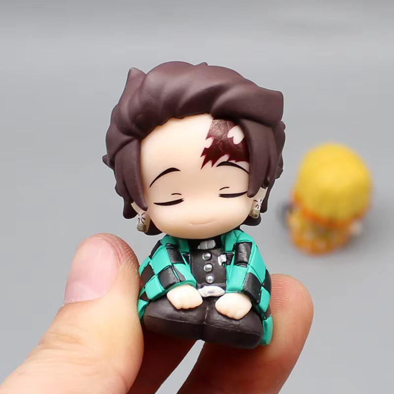 Demon Slayer 4Pcs Q Edition Kamado Tanjirou Nezuko Zenitsu Inosuke Sleep Desktop Decoration Toy Gift For Children