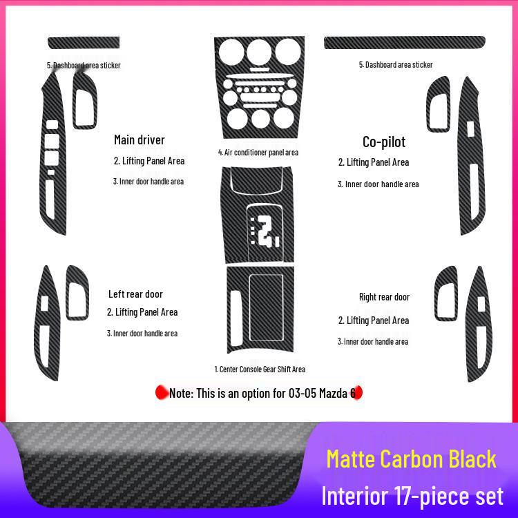 Mazda 6 Mittkonsol Växelspak Film: Dekorationsstickers för interiör (2003-2015)