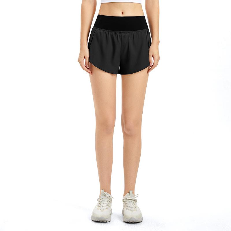 Women's Double-Layer Quick-Dry Sports Shorts: Anti-Exposure, Breathable, for Running, Yoga, Fitness.