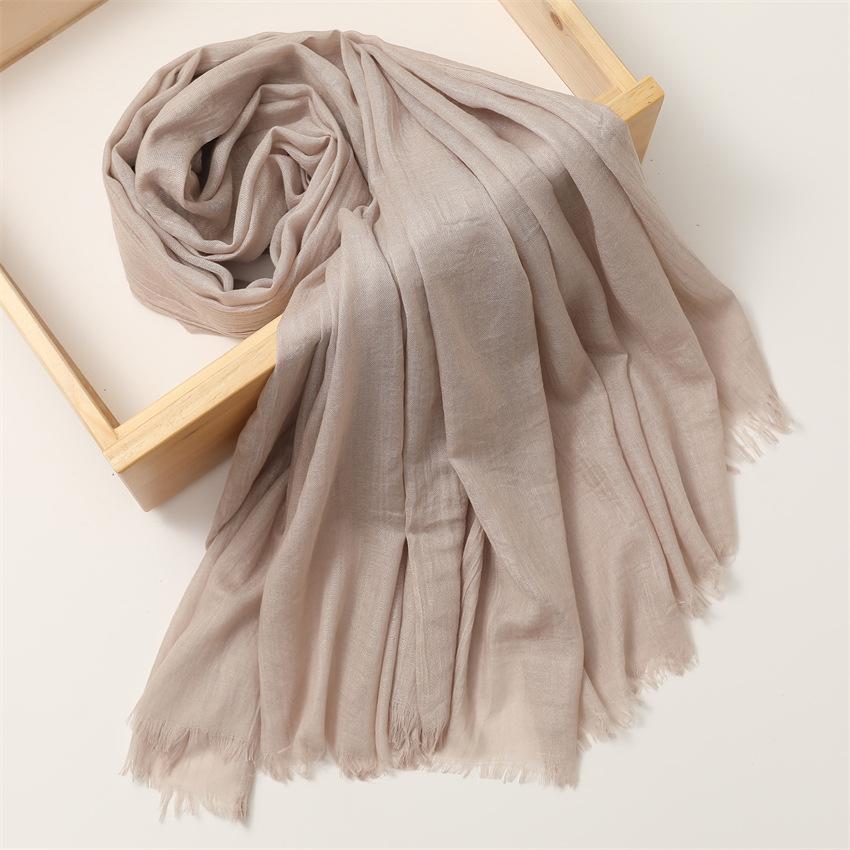 Foreign Trade Silk Scarf Cotton And Linen Headscarf Women'S Spring And Summer Solid Color Japanese And Korean Scarf Sun Protection Warm Shawl Hair