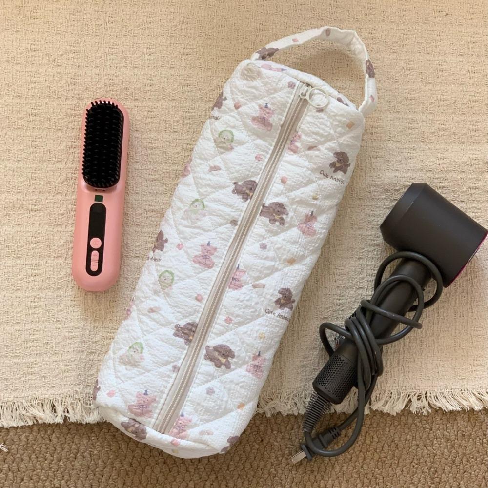 Large Capacity Hair Dryer Storage Bag Quilting Cotton Carrying Case Curler Storage Bag  for Travel