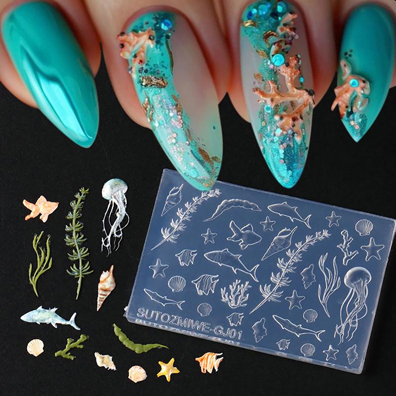 Nail Art Soft Silicone Mold Shell Conch Molds 3D Silicone Carved Ocean Style Diy Nail Design Template Nail Accessories For Salon