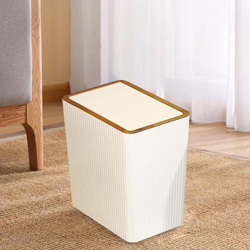 Kitchen Wastebasket with Press Type Lid Narrow Garbage Can, Paper Basket Organizer, Bathroom Trash