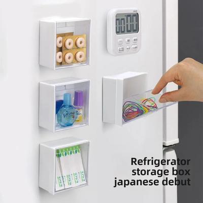 Magnetisk förvaringslåda Köksförvaringslösning Magnetisk förvaringsorganisatör för kylskåp med transparent lock för enkel installation