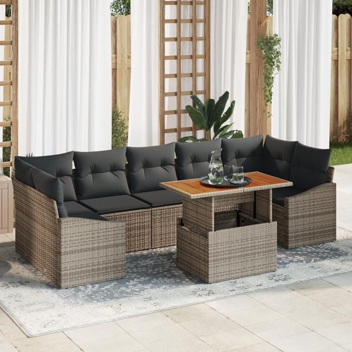 VidaXL Set de canapé de jardin de 8 pièces avec coussins gris 3358540