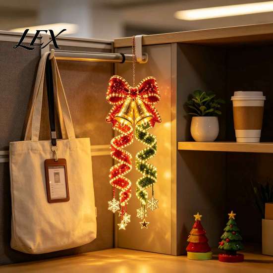 Holiday Hanging Decorations for Dorm Christmas Magic Spiral LED Light, Decoration with Indoor Festive Lighting Parties Lights Porch Entryway