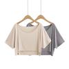 Trendy Dámský Crop Top Evropského a Amerického Stylu s Kulatým Výstřihem a Polovičním Rukávem