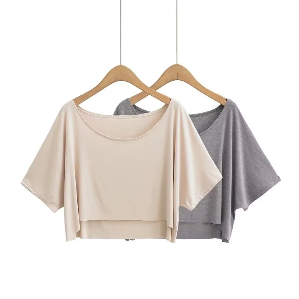 Trendy Dámský Crop Top Evropského a Amerického Stylu s Kulatým Výstřihem a Polovičním Rukávem