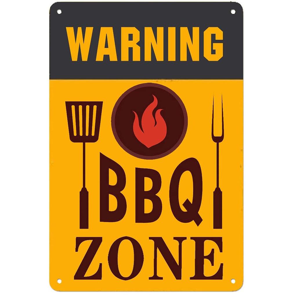 Metal Aluminum Signs BBQ Party Zone Wall Decoration Plaque Vintage Art Poster Iron Painting for Man Cave Home Cafe Garden Club