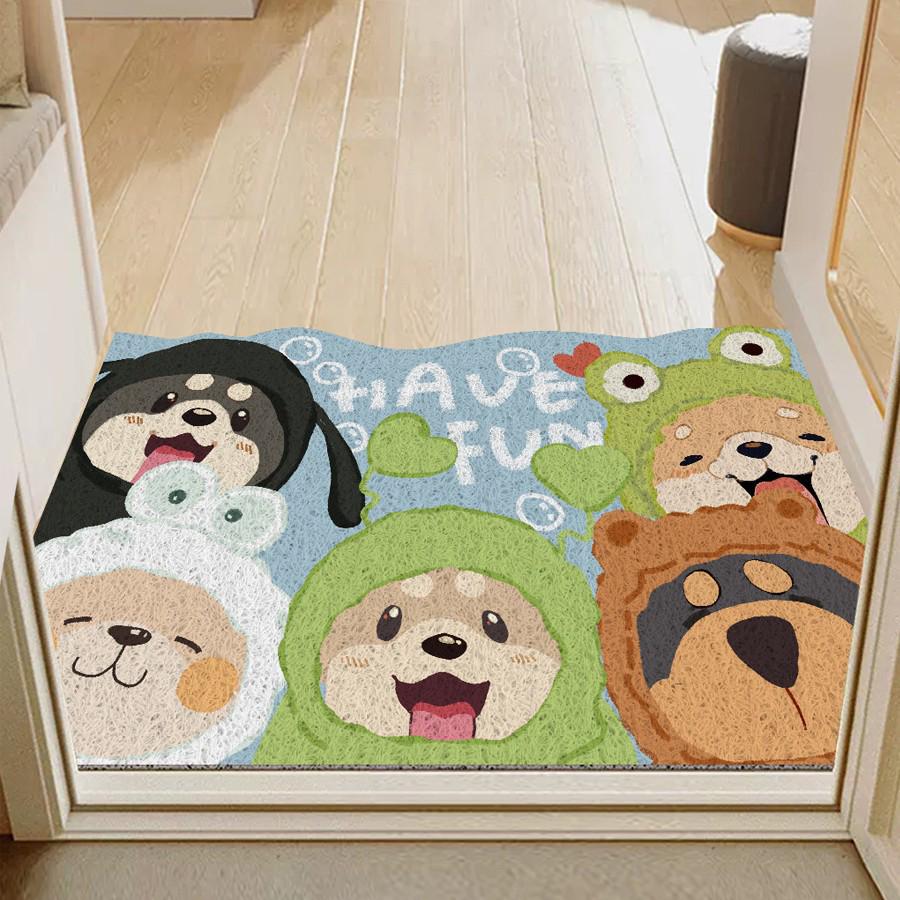 Non-slip Cartoon Welcome Mat - Mud & Dust Removal, Cuttable Entrance Mat for Hallway