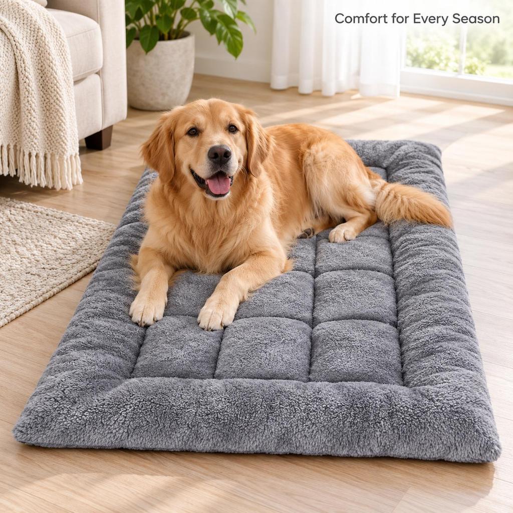 Reversible Gray Polyester Pet Sleeping Mat for Dogs and Cats, M/L Sizes