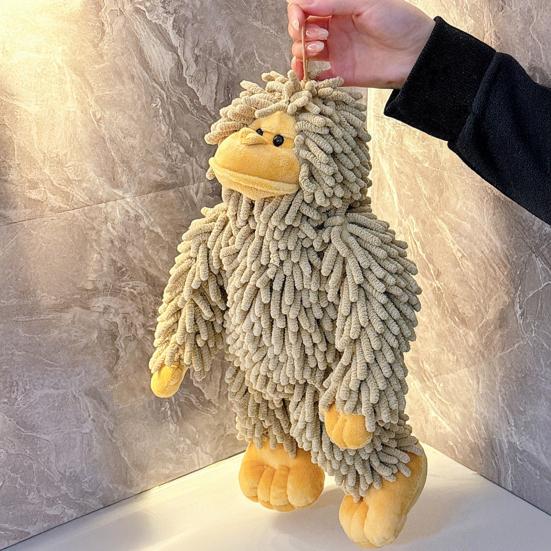 Gorilla Doll Hand Towel Chenille Fuzzy Animal Decorative Towel Absorbent Cute