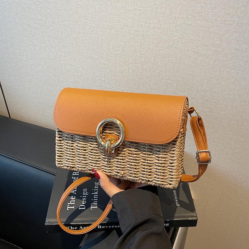 

Seaside vacation woven bag women s new fashion small square bag casual versatile shoulder crossbody beach bag хаки