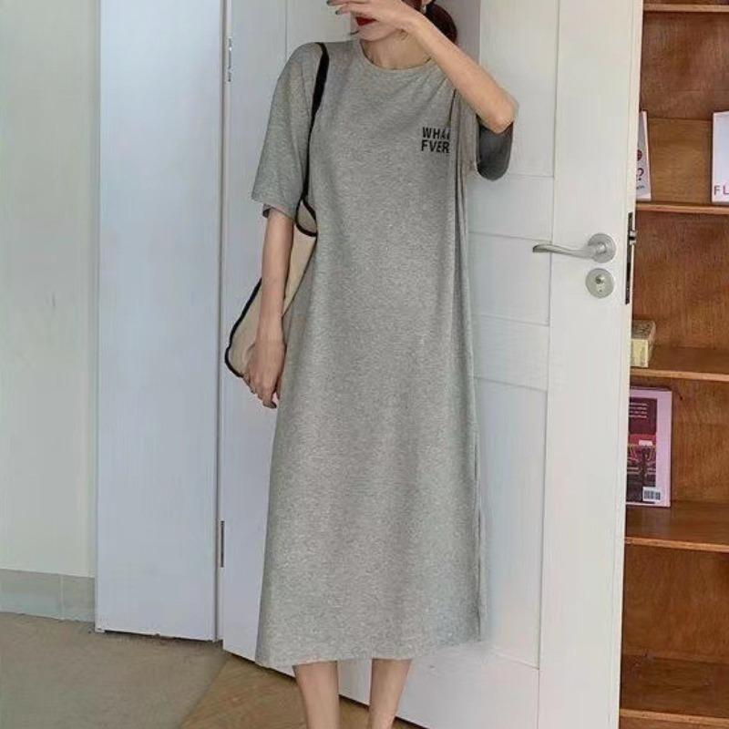 Women's Fashion Summer Spring 1/2 Sleeves O-Neck Loose Waistline Casual Dresses