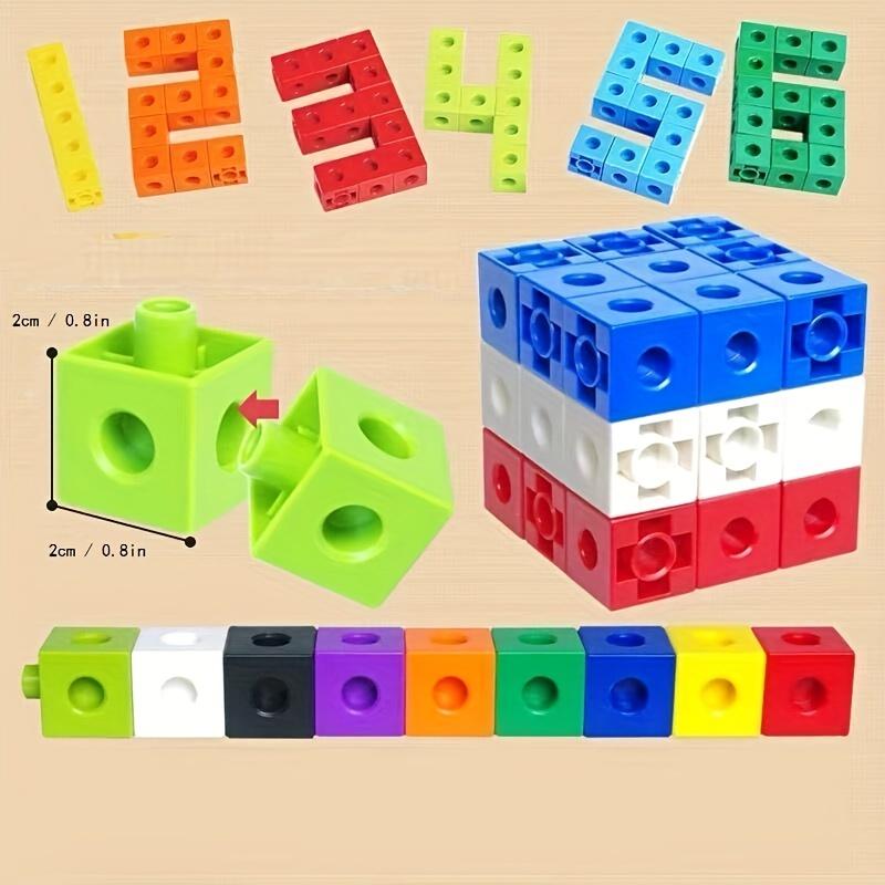 100Pcs Math Linking Cubes Snap Connecting Blocks Educational Early Learning Toy