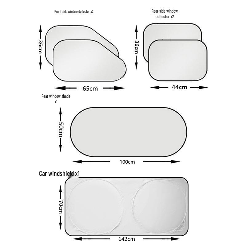 6-Piece Car Sunshade Set: Silver Coated Heat Insulation for Windshield, Side, & Rear Windows