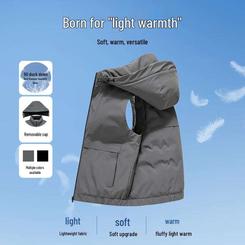 

XZF Men s Detachable Hood 90% Down Vest XL