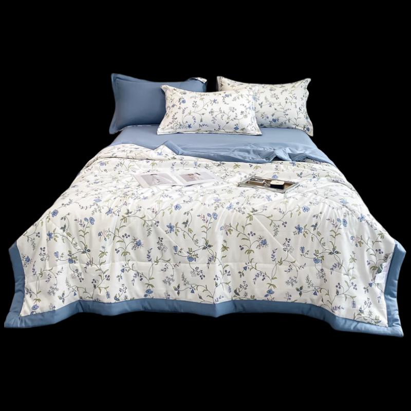 PLOVER Elegant Linen-Feel Cotton Summer Quilt Set