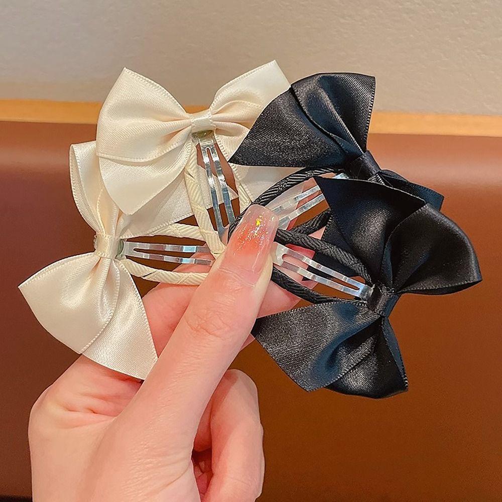 

French Style Bangs Clip Bow Hairpin Vintage Hair Clamp Women Girls
