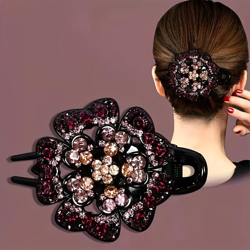 Resin Rhinestone Clip Elegant Fixed Headdress Hairpin Large Duck Clip Women Elegant Barrettes