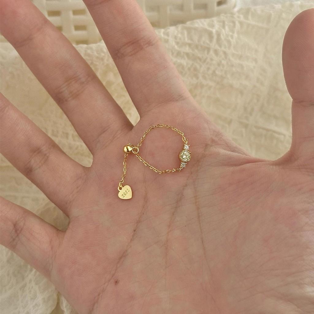 Unique Adjustable Chain Ring For Women With Stunning Olive Moissanite Detail