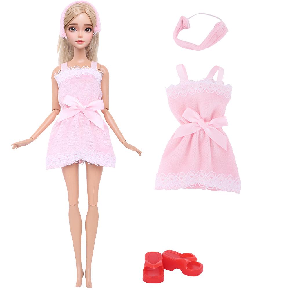 30cm Puppen Puppenhausmöbel Kommode + Bett + Pyjama + Hausschuhe Prinzessin Schlafzimmerzubehör für 30cm Puppe Kind Mädchen Spielzeug Spielset(KEINE PUPPEN)