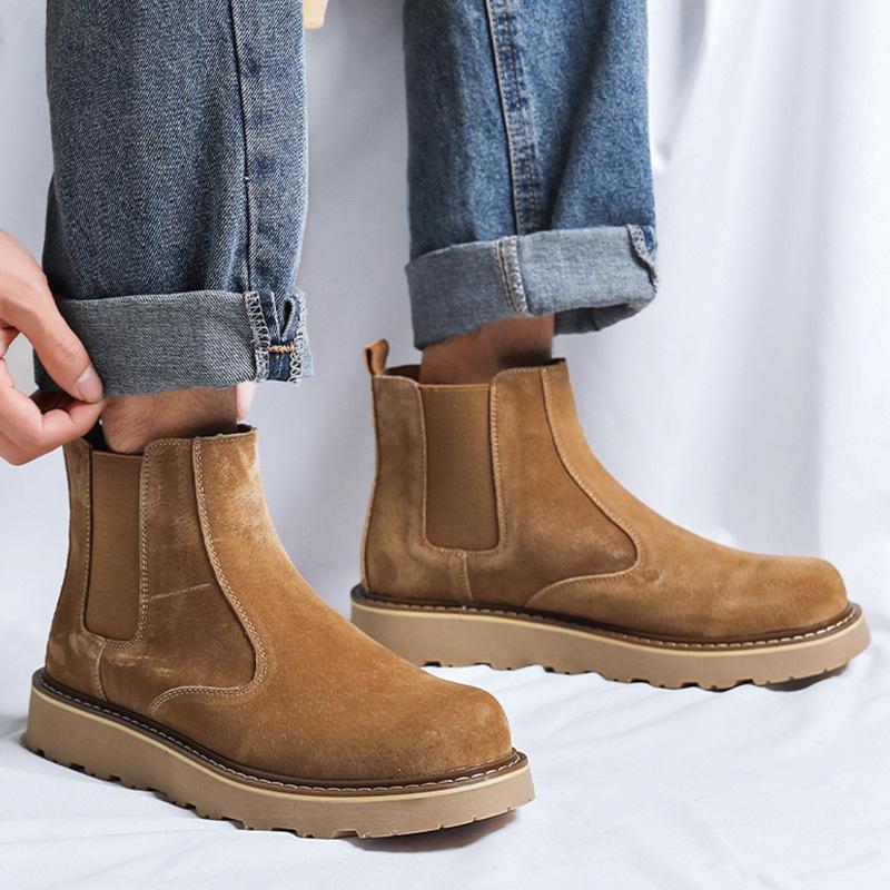 Chelsea boots men's mid-top autumn and winter British retro Martin boots versatile low-top desert big yellow boots 2229-R