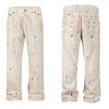 RogueWave High Street Straight Washed Dirty Ripped Blue Jeans Pants for Men Vintage Casual Loose Denim Trousers Frayed Patchwork Cargos