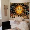 Boho Sun Tapestry Bedroom AestheticVintage Plant Mushroom Botanical Sun and Moon Art Tapestries Wall Hanging for Dorm Living