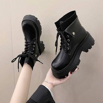 Bottes Martin rétro style britannique pour femmes 2025 automne et hiver nouvelles explosion de rue frites bottines courtes rehaussantes à semelles épaisses ins