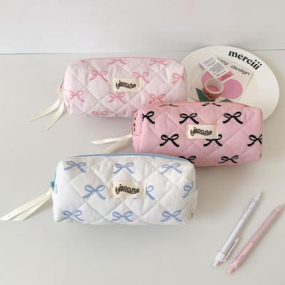 Korean-Style Large Capacity Bow Pencil Case for Students - Stationery & DIY Storage Bag