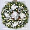 Christmas Decorations Set: LED String Lights Red Poinsettia Flowers Wreath Door Hanging Home Festive Interior