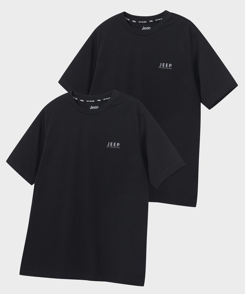 JEEP [2Pack] 190G Single Airgram Muscle Fit Short Sleeve T-Shirt (Jq5Tsu152Bk)
