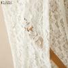 ZANZEA Women Casual Round Neck Sleeveless Lace Long Cardigan Tops