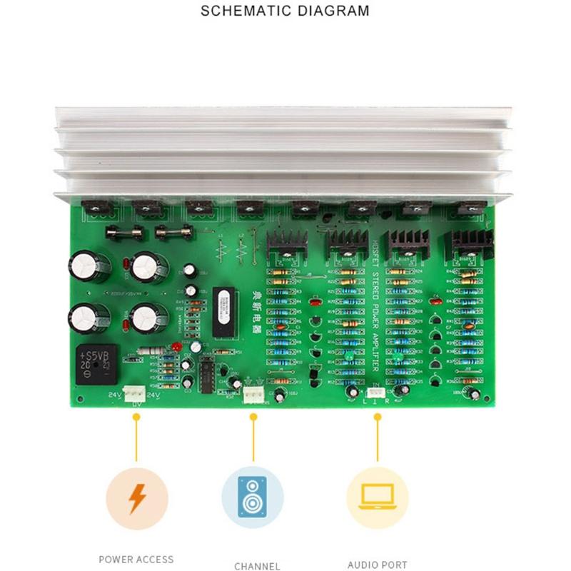 Stereo Audio Power Amplifier Board Module for w/ 3300UF 50V Filter Capacitors Stereo Audio Power Amplifier Relay for Pro