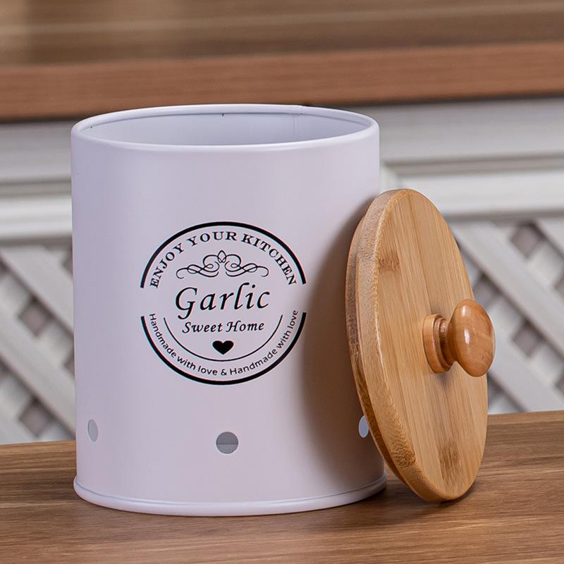 Bambusový kryt úložná nádrž Brambora prodyšná domácí freshness box Kuchyňská kovová úložná nádoba na brambory, cibuli, česnek