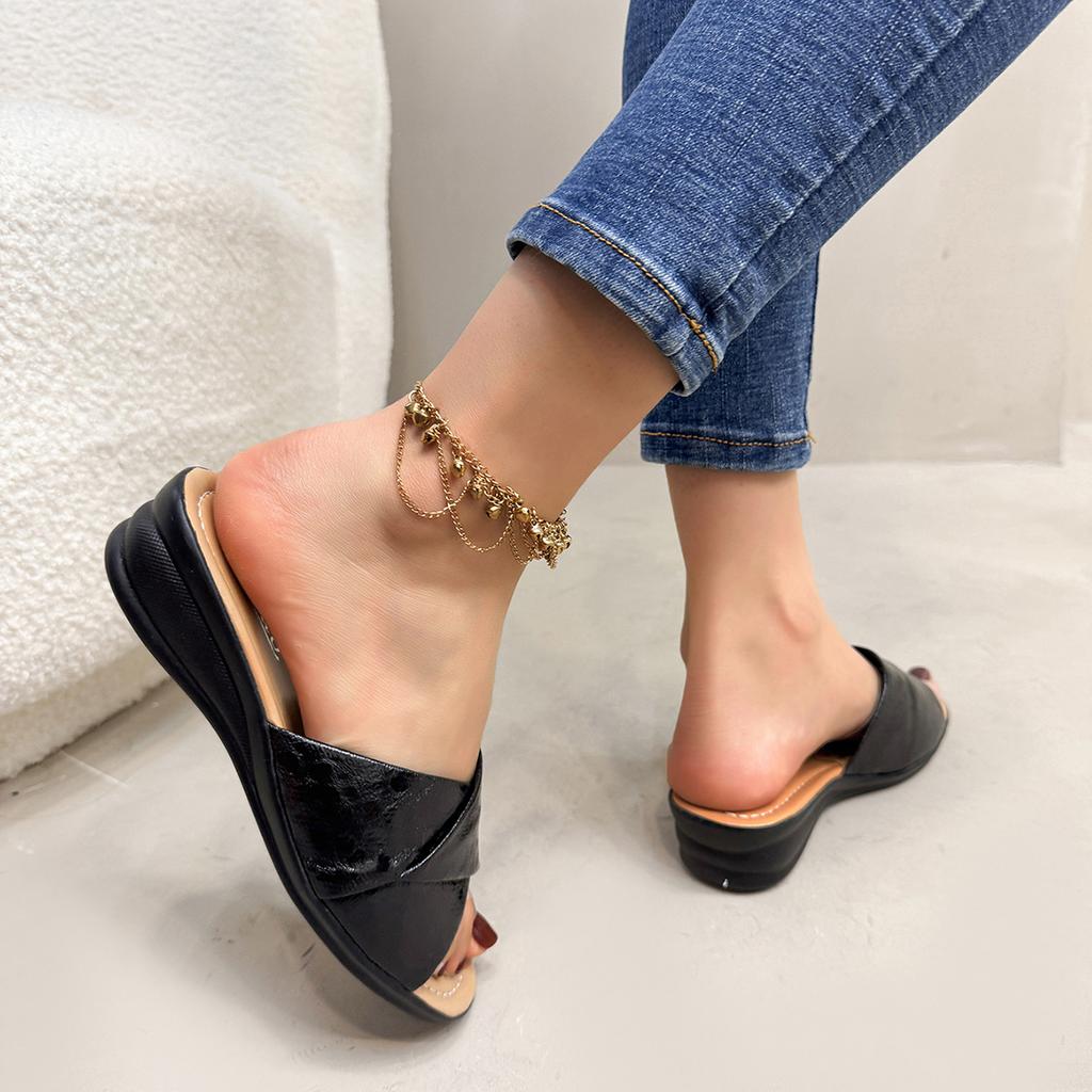 Women Sandals Black Gold Silver Wedge Platform Shoes for Women Plus Size 36-43 Retro Thick Bottom Gladiator Shoes Slippers Women