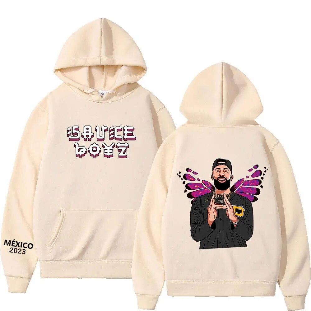 Rapper Eladio Carrion Hoodie Sauce Boyz Monarca Print Hoodies Unisex's Long Sleeve Oversized Sweatshirts Harajuku Streetwear Unisex