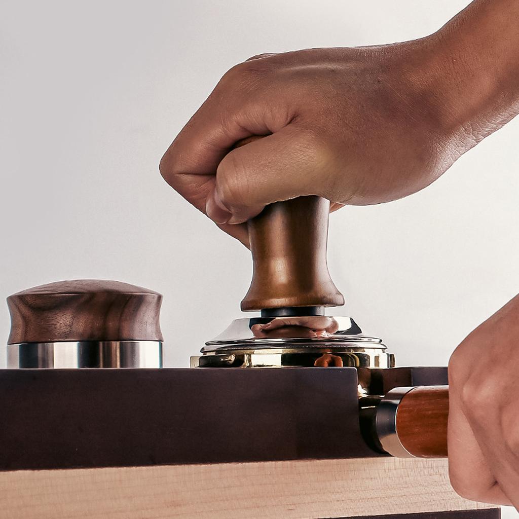 Beechwood and Stainless Steel Coffee Tamper for Kitchen Comfortable Grip Constant Pressure Espresso Distributor