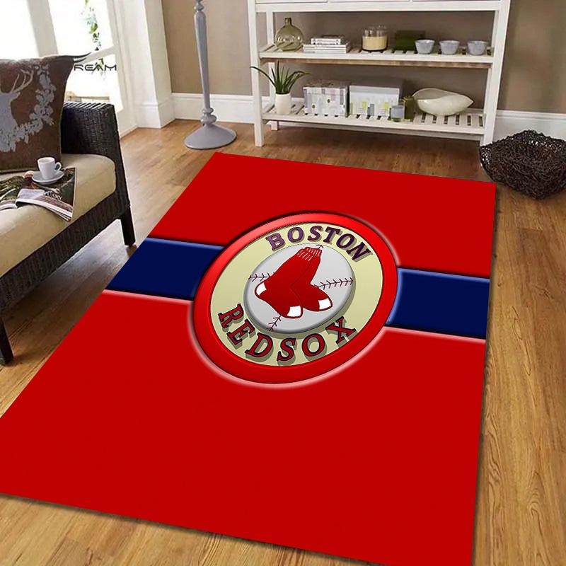 Boston Red Sox2 Flanellmuster Quadratischer Teppich, Läufer, Teppich für Wohnzimmer Schlafzimmer Sofa Spielzimmer Dekor, Rutschfeste Fußmatte