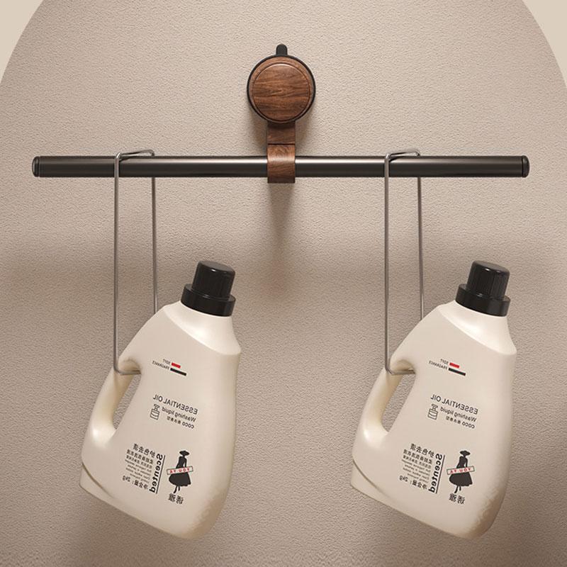 Suction cup walnut towel rack without punching holes bathroom towel pole single pole towel hanging pole hanging rack