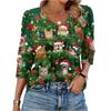 Women's Fashionable Casual Christmas Printed V-neck Top