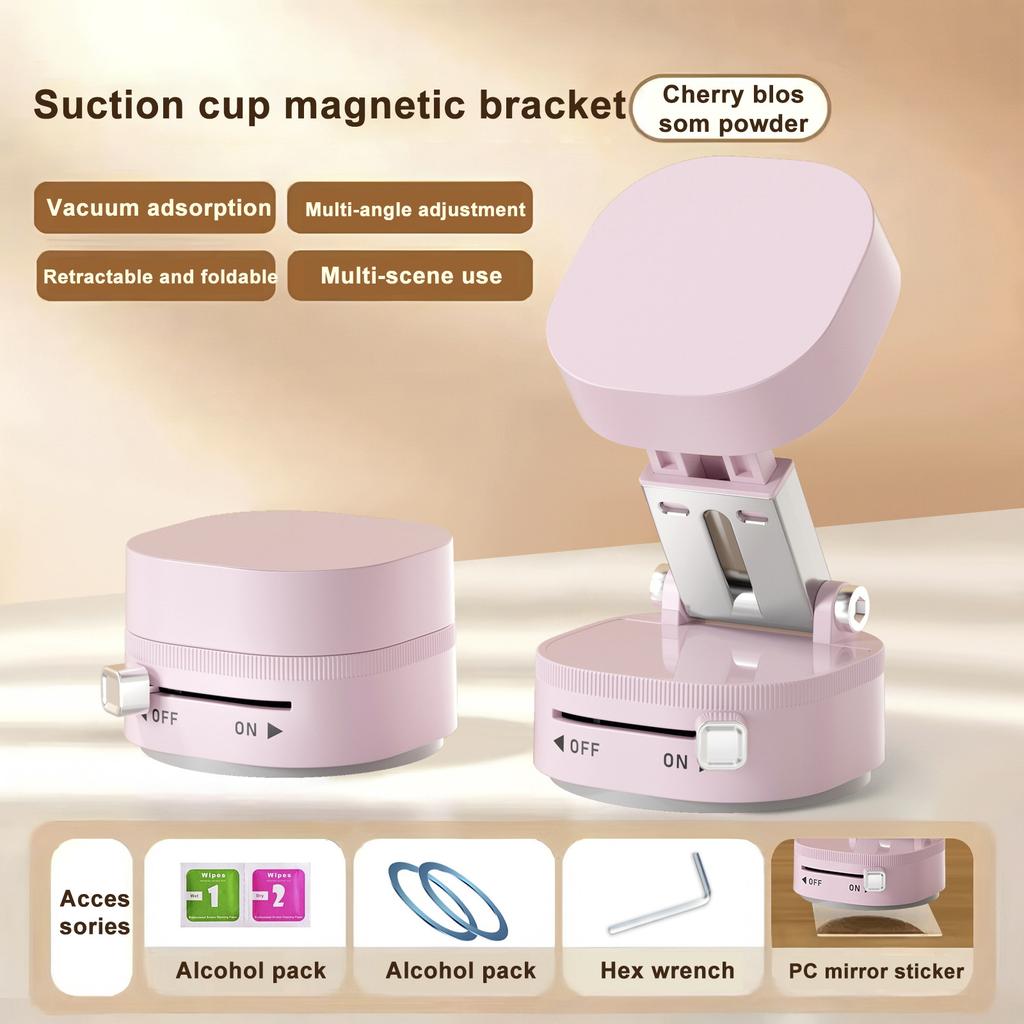 Car Phone Holder Vacuum Suction Cup Magnetic Holder Double-Sided Foldable Magnetic Auto Phone Bracket For Car Interior Accessori