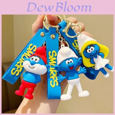 Smurfs Papa Jokey Smurf Smurfette Silicone Keychain Bright Colorful Cartoon Pendant