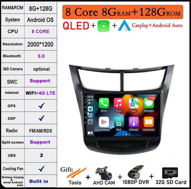 9'' For Chevrolet Sail Aveo 2015 - 2019 Android 14 Car Radio Carplay GPS Navigation Video Stereo Multimedia Player 5G Wifi
