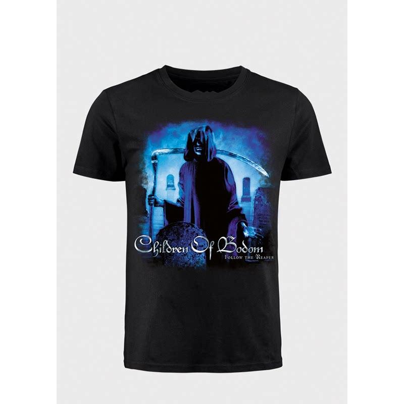 Hot Children of Bodom's Dark Metal Band "Death God" Print Short-Sleeved Cotton T-Shirt