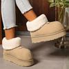 Neue Damen-Schneestiefel erhöhend Plüsch Großkopfschuhe flauschig mittelhoch warmhaltende Stiefel erhöhend Mode