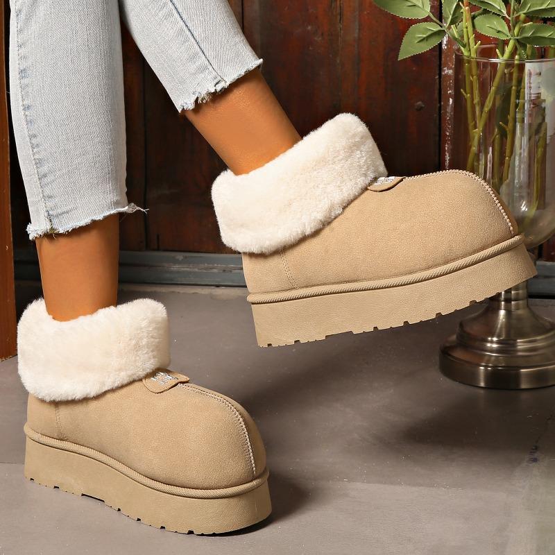 Neue Damen-Schneestiefel erhöhend Plüsch Großkopfschuhe flauschig mittelhoch warmhaltende Stiefel erhöhend Mode